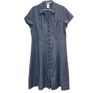 JM Collection Gray Button-Front Midi Shirt Dress